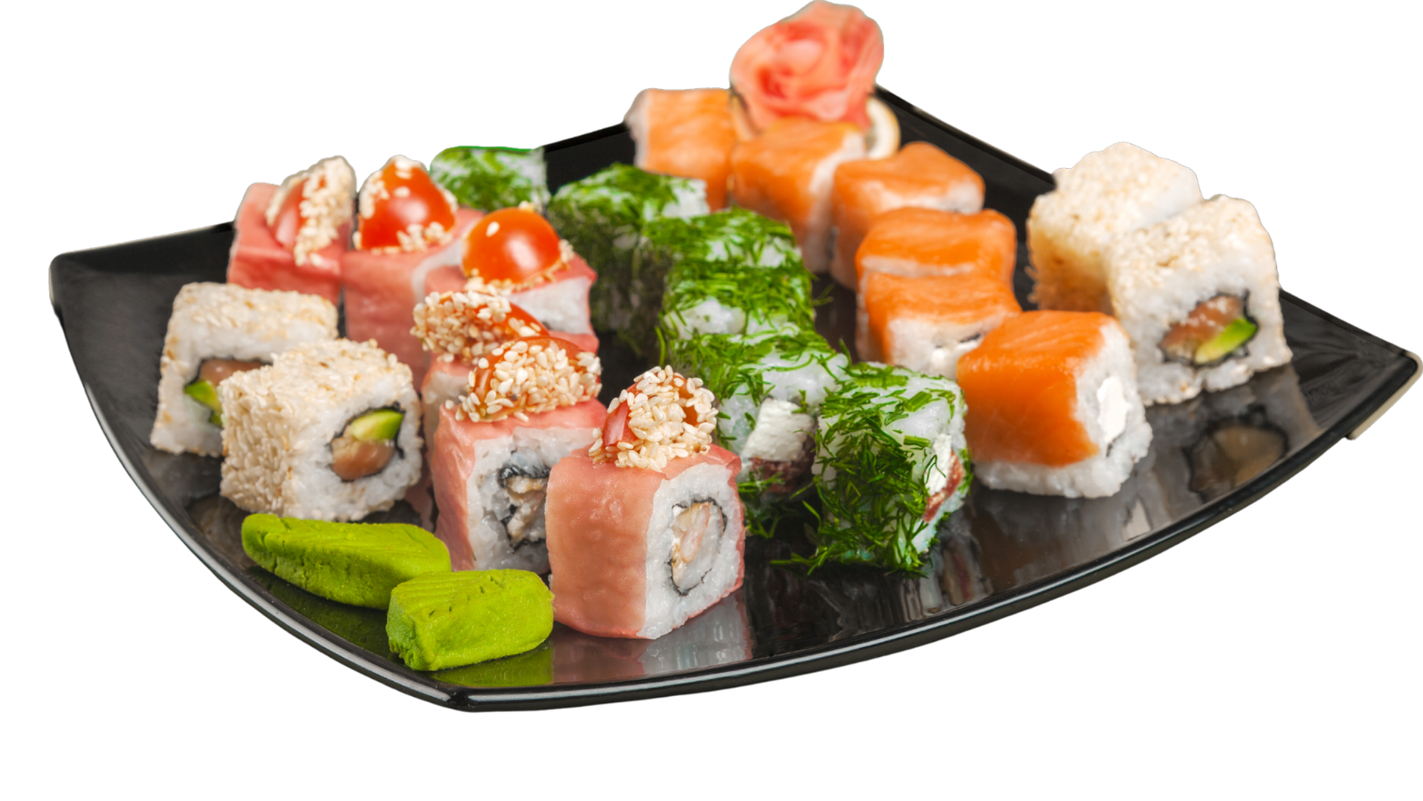 different kinds of sushi in one plate
