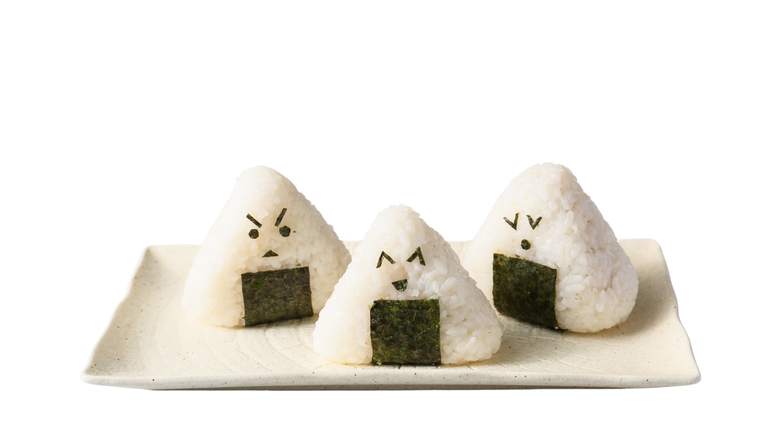 onigiri with funny face in the plate 
